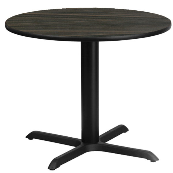 Cafe It - 36" Round Top Sitting Height Break Room Table with Cast Iron X-Base