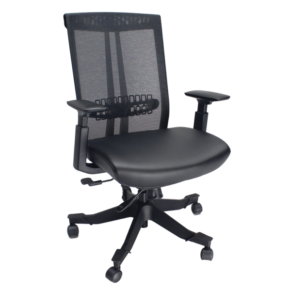 EM5225AM-MBLK NEW Twyst Series Flexible Back with 3D Lumbar Support with Black Anti Microbial Vinyl Seat and Mesh Back
