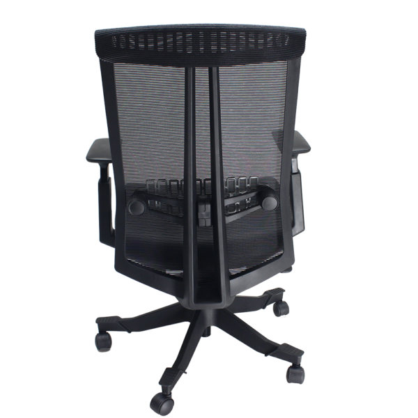EM5225AM-MBLK NEW Twyst Series Flexible Back with 3D Lumbar Support with Black Anti Microbial Vinyl Seat and Mesh Back