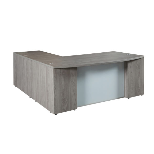 UP-723648FGL-FPS-GO - Ultra PREMIUM L Unit with Bow Front with Frosted Glass 72 x 36/41 Main and 48 x 24 Return with Full Peds