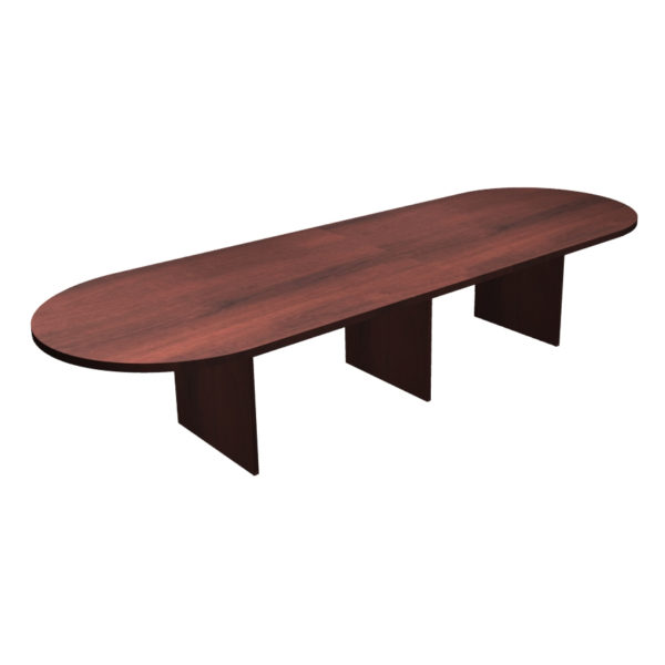 OFD-138T Ultra Laminate Conference Table, 144" Racetrack Shape Table. 2-Piece Top with 3 Slab Base