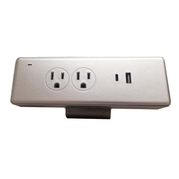 OFDPI211- Grommet or Clamp Mount Desk Power Block with 2 Outlets, 1 USB-A Port, and 1 USB-C Port