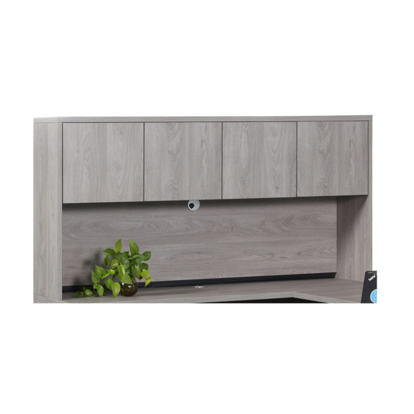 UP144LD, Ultra PREMIUM 72" Overhead Hutch with Laminate Doors - Grey Oak Finish
