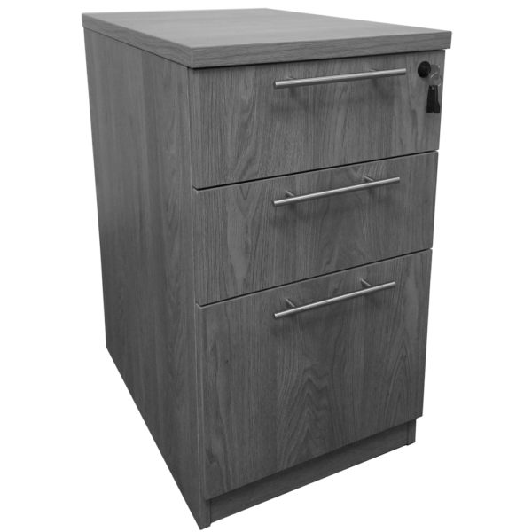 UP148-GO - Ultra PREMIUM Mobile Pedestal, BBF with Brushed Silver Pulls- Grey Oak Finish