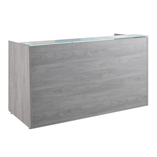 UP169, Ultra PREMIUM 72" x 30" Reception Station Main with Floating Glass Top - Grey Oak Finish
