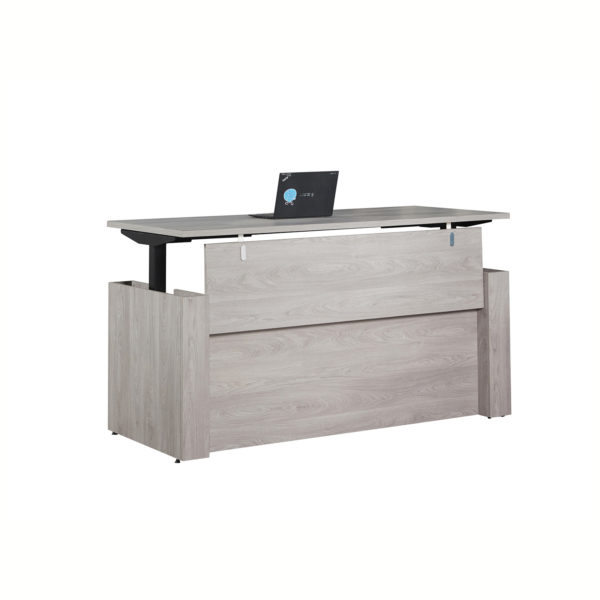 UP400LM, Ultra PREMIUM Desk Shell with Electric 2 Stage Base 72 x 30 with Laminate Modesty Panel - Grey Oak