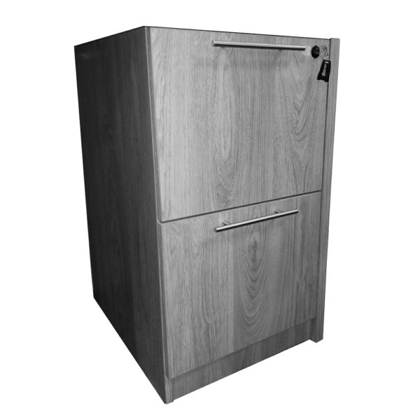 UP175-GO - Ultra PREMIUM FF Drawer Pedestal with Brushed Silver Drawer Pull - Grey Oak Finish