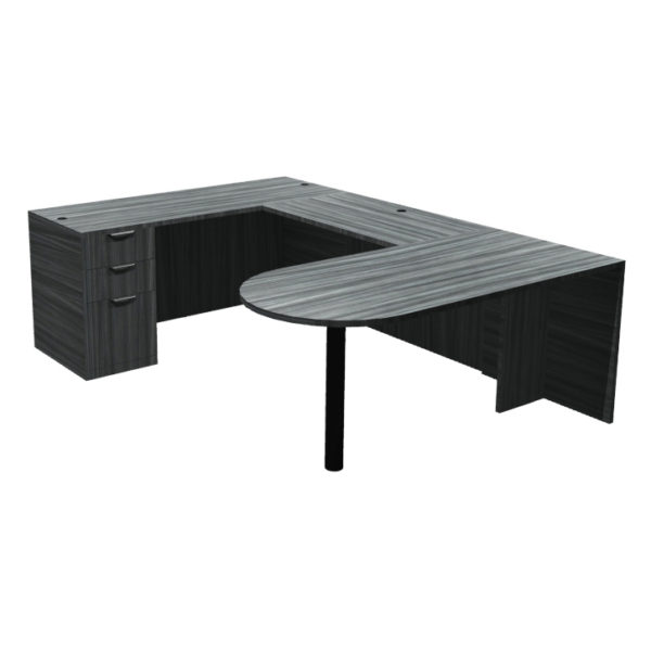 UTYP10, Ultra Laminate 71" x 35.5" Bullet U-Shape with a 48" x 24" Bridge, 71" Credenza with Box/Box/File Pedestal