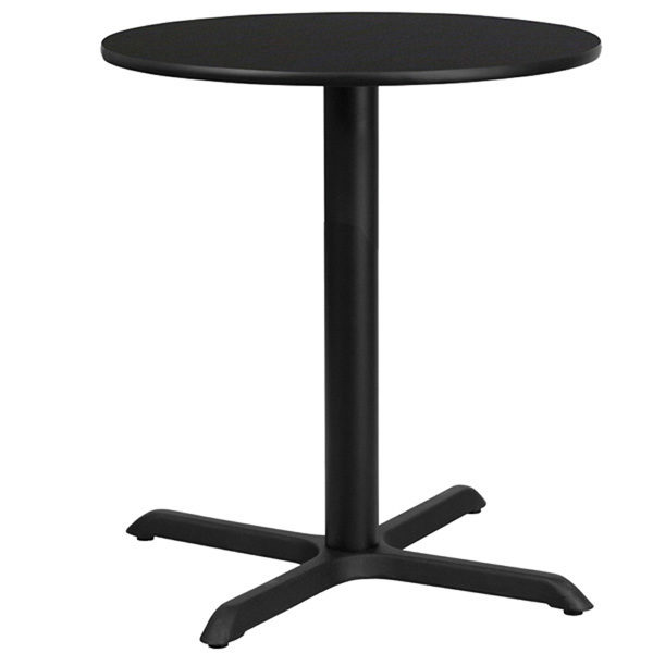 Cafe It - 36" Round Top Bar Height Break Room Table with Cast Iron X-Base