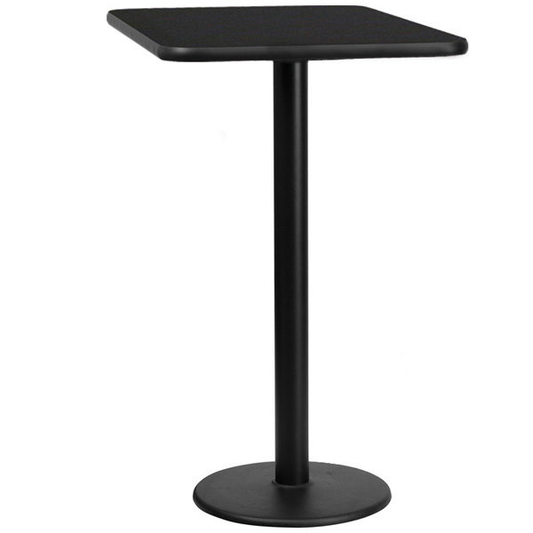 Cafe It - 30"x30" Square Top Bar Height Break Room Table with Round Cast Iron Base