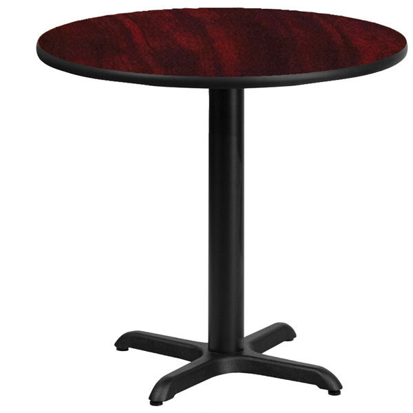 Cafe It - 30" Round Top Sitting Height Break Room Table with Cast Iron X-Base