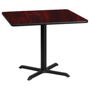 Cafe It - 36" x 36" Square Top Sitting Height Break Room Table with Cast Iron X-Base