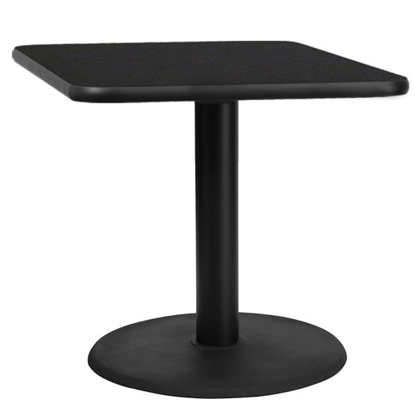 Cafe It - 36"x36" Square Top Sitting Height Break Room Table with Round Cast Iron Base