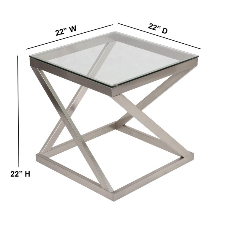OFD922 Lounge It End Table in Chrome and Glass Top